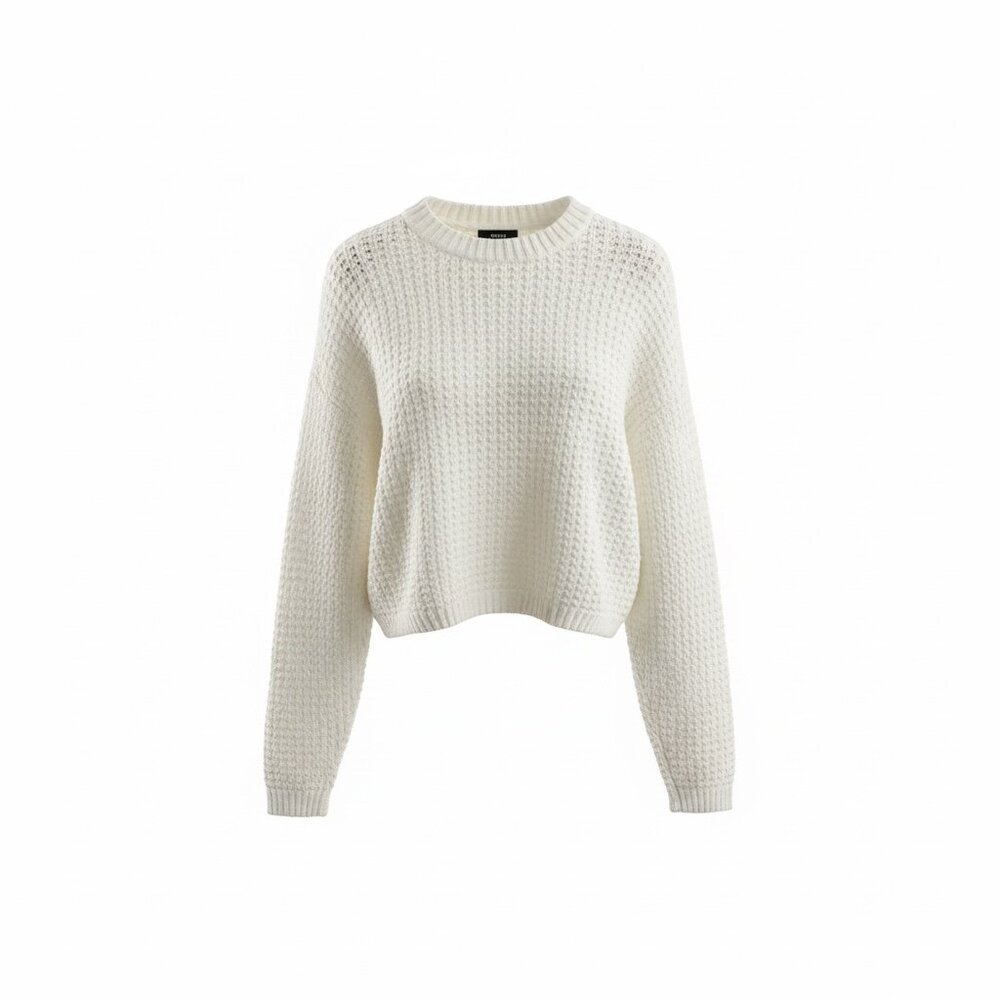 AQUA Bloomingdales White Crew Neck Sweater NWOT S